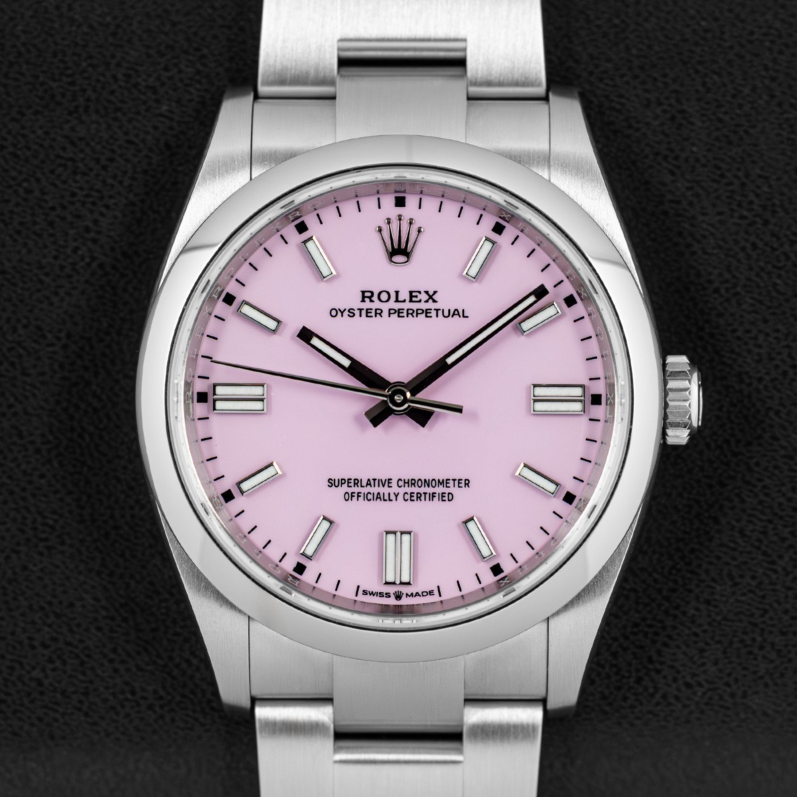 Rolex Oyster Perpetual 126000 Silver Oyster Bracelet with Pink Dial