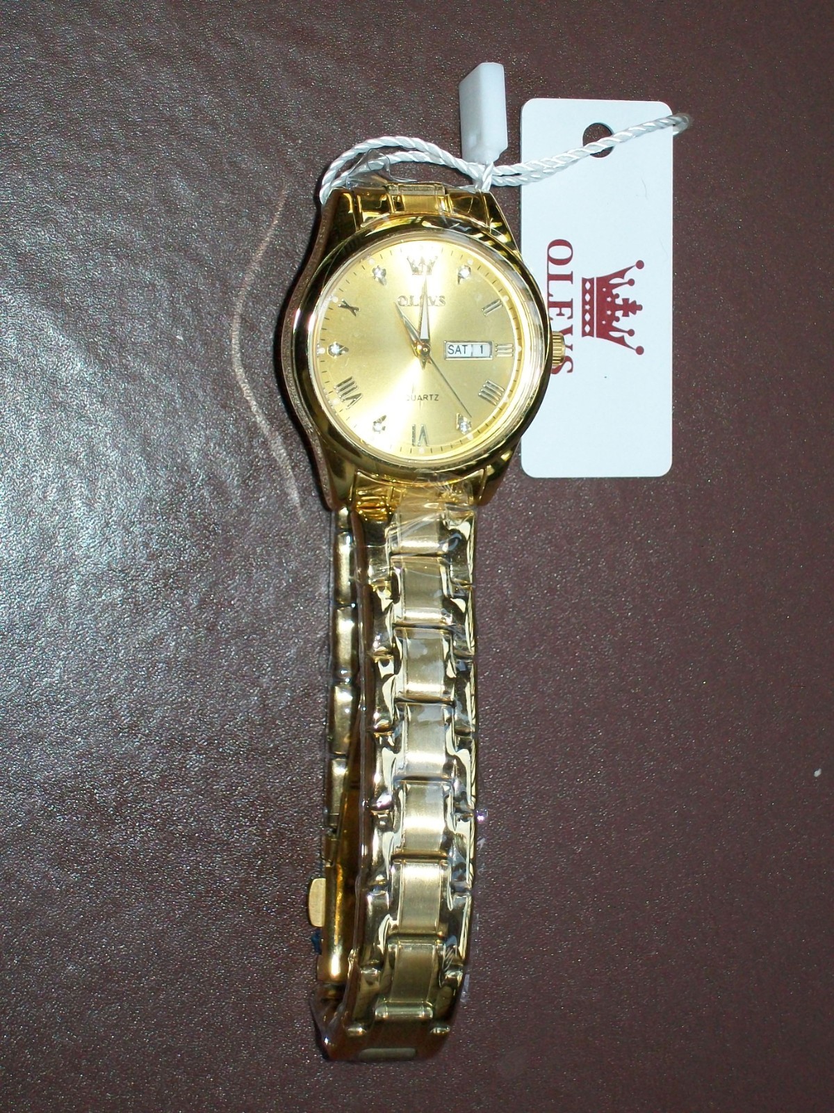 OLEVS Watch Ladies Gold Stainless Steel Waterproof DAY AND DATE U.S. SELLER