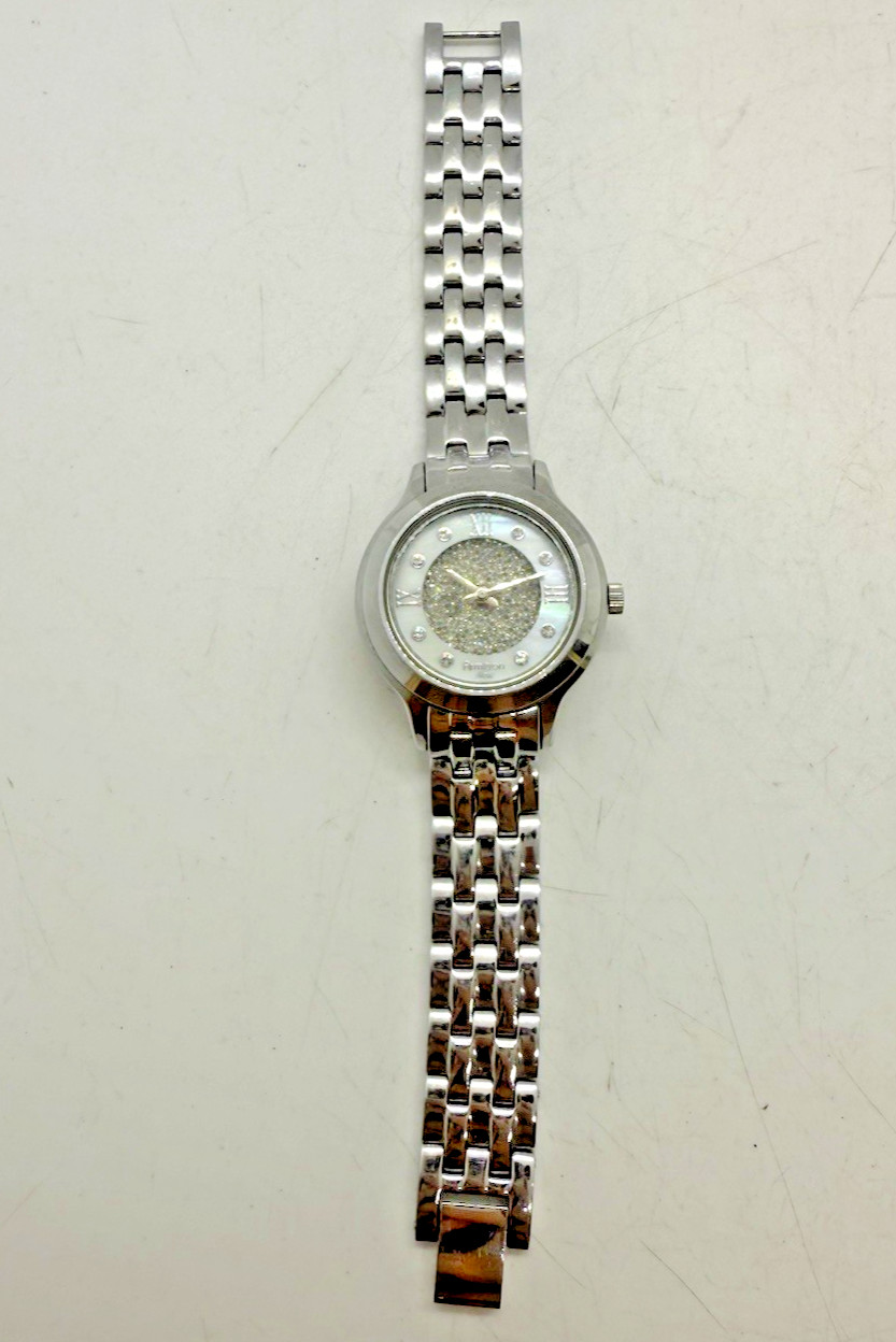 Armitron Womens Round Watch Silver Tone Crystal Accents 75/5174SV Roman Numerals