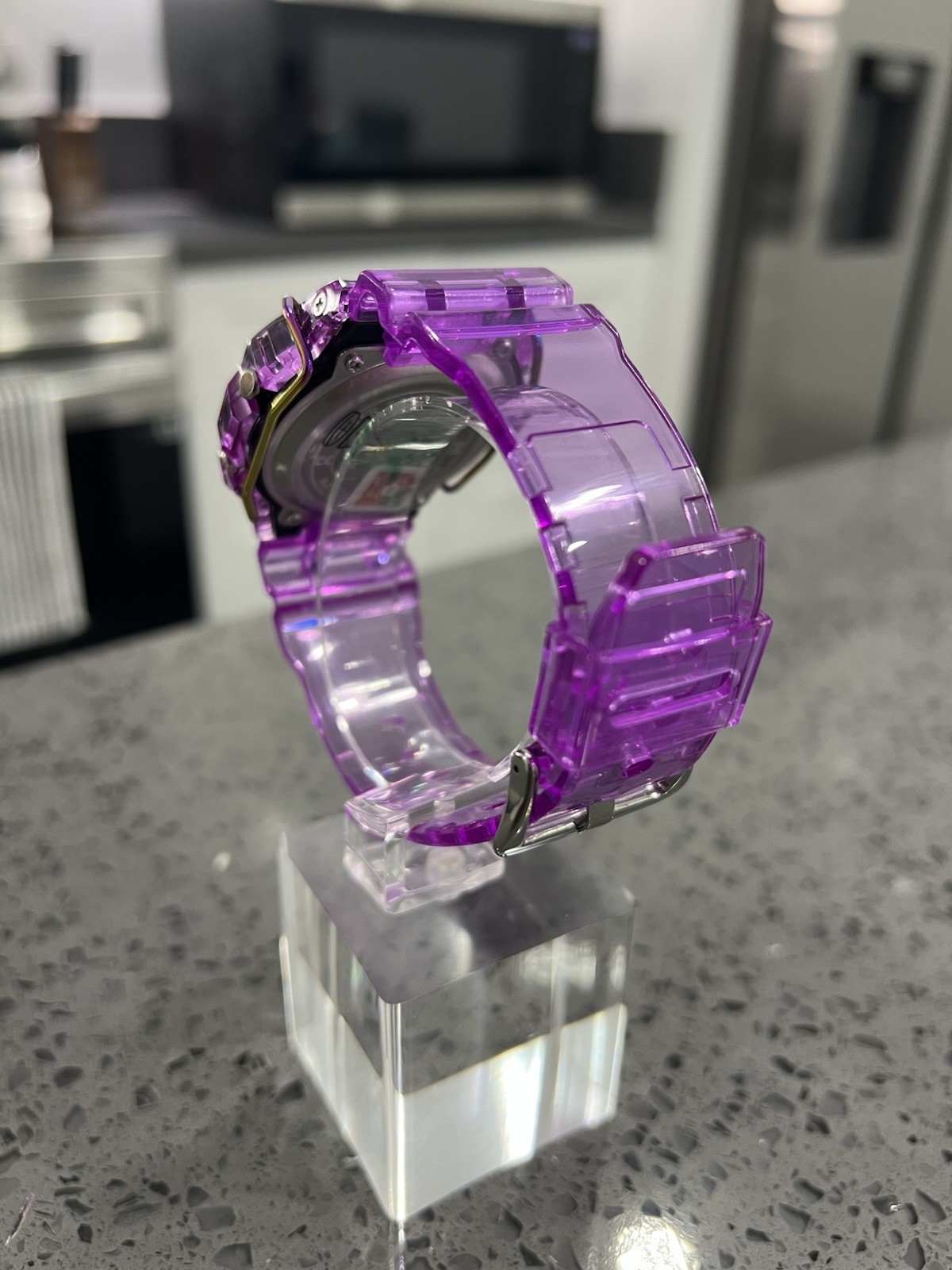 Gshock DW5600 Mod Custom Skmei Watch Clear Purple Black Dial / Travel Case