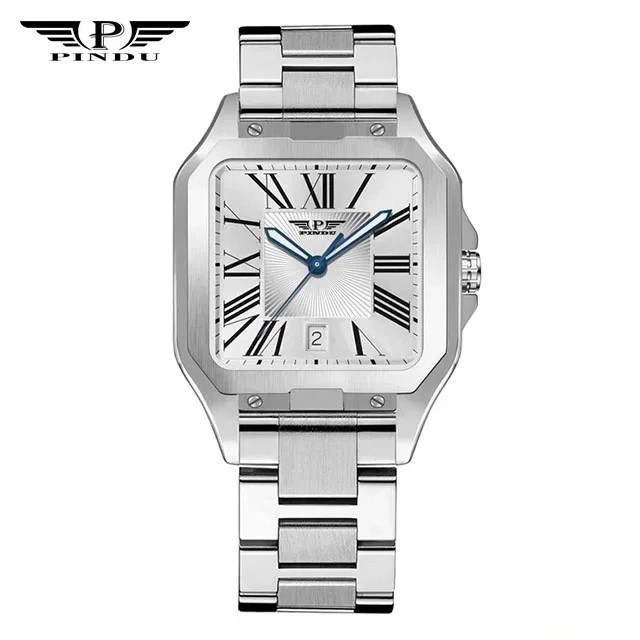 🔥USA🔥PINDU P6515 Men’s Square Watch Automatic Stainless Steel 8215 Japanese