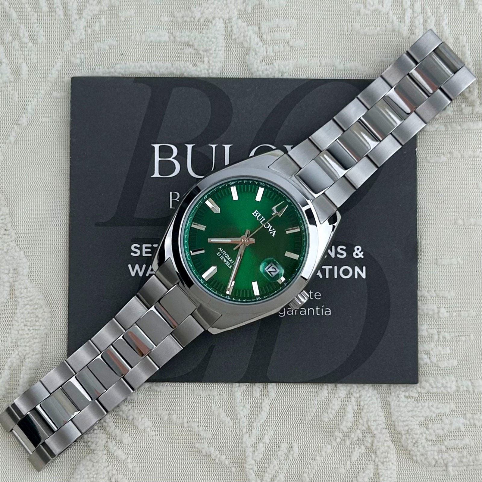 Bulova Classic Men’s Surveyor 96B429 Automatic Green Dial 39MM Watch