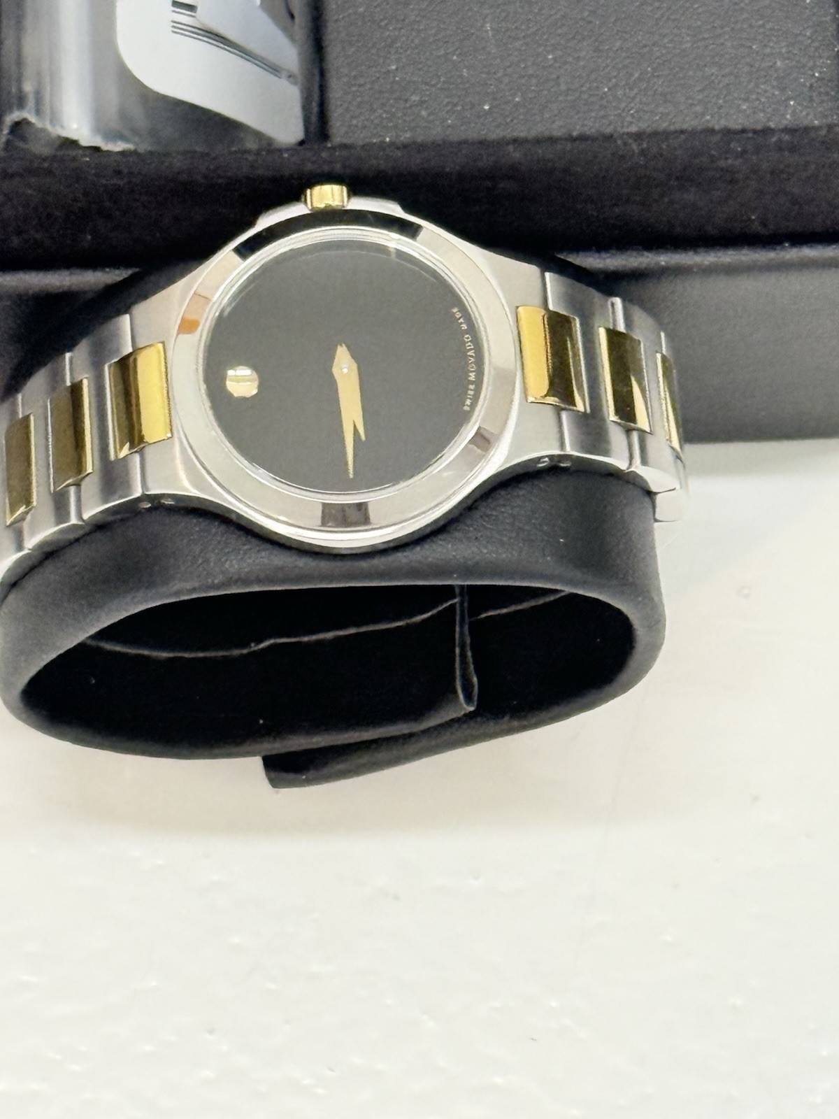 Movado Museum Women’s Two-Tone SS Bracelet Black Dial Quartz Watch w/ Box