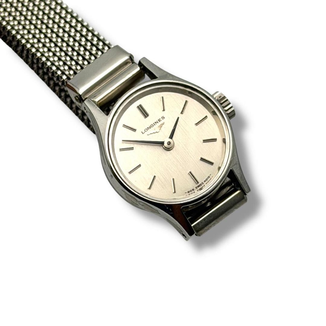 Longines Manual Wind Round Ladies Watch, SS Silver Mesh 18 229493 wrist 16.0cm