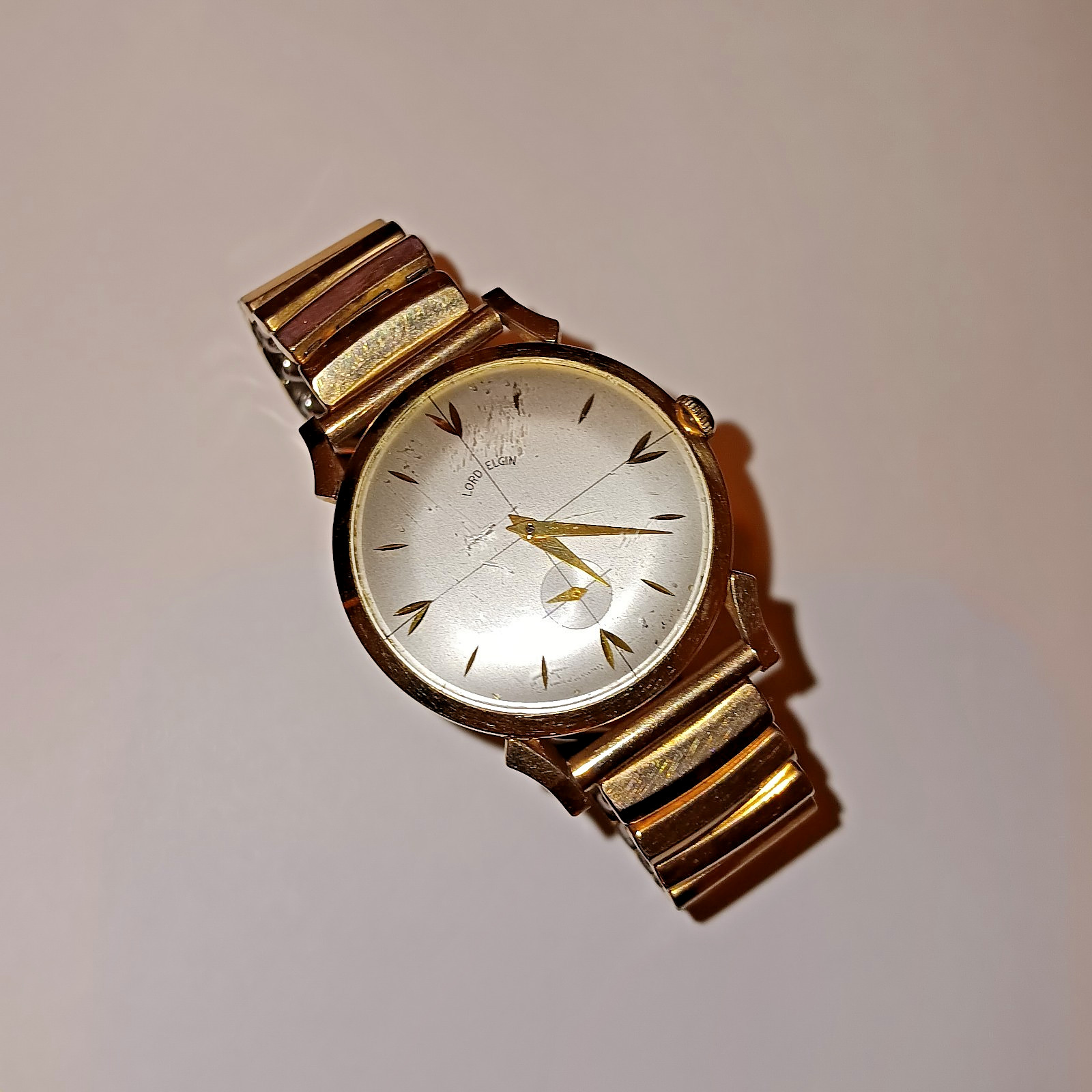 LORD ELGIN – WATCH SHOCKMASTER VINTAGE 14K GOLD FILLED 1950’S HADLEY BAND WORKS