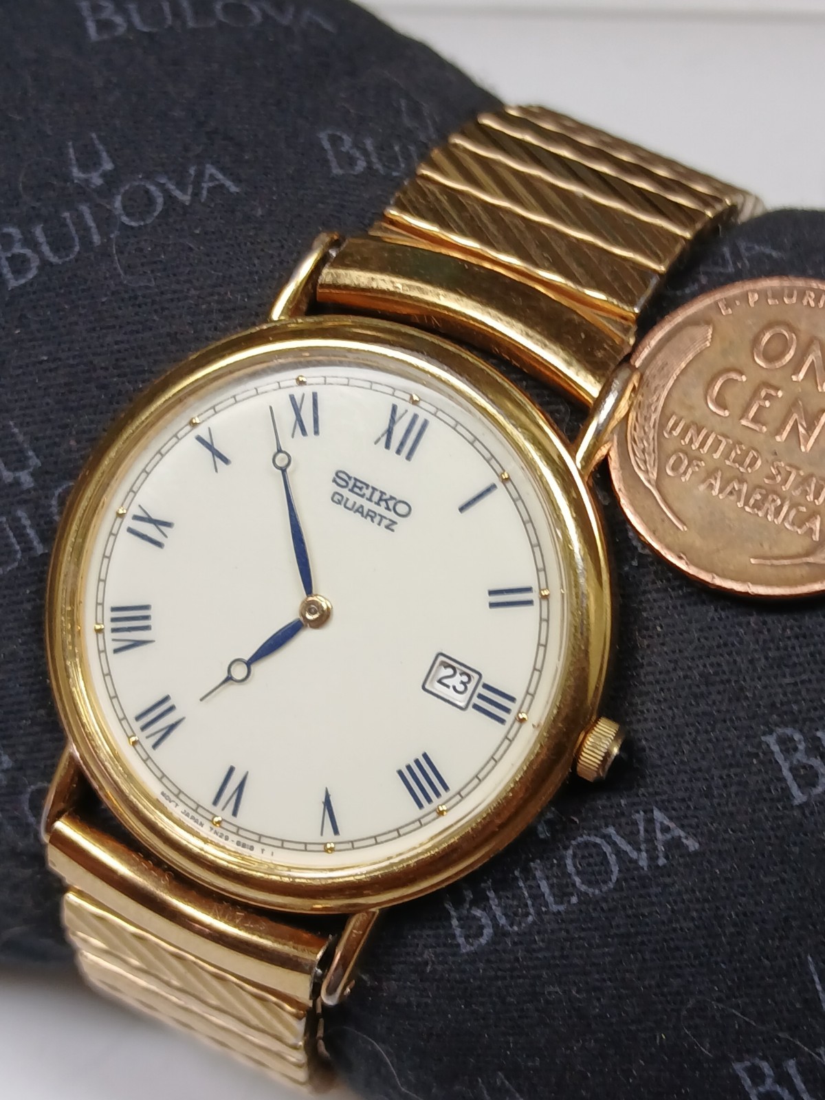 Seiko 7N29-8A09 Gold Tone Mens Formal Quartz Watch