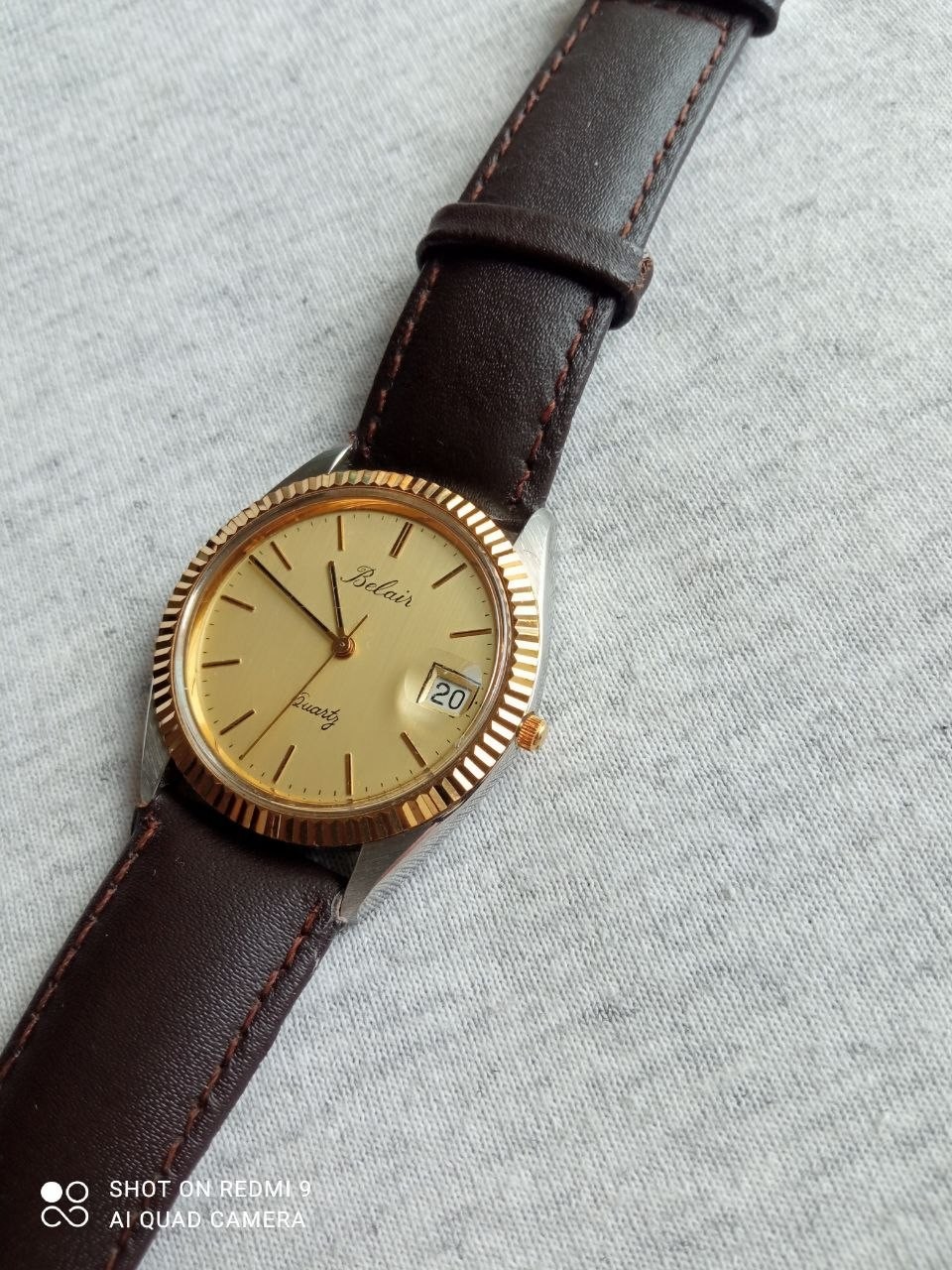 Rare BELAIR Quartz Swiss Parts 7Jewels Two-Tone Date Men’s Watch