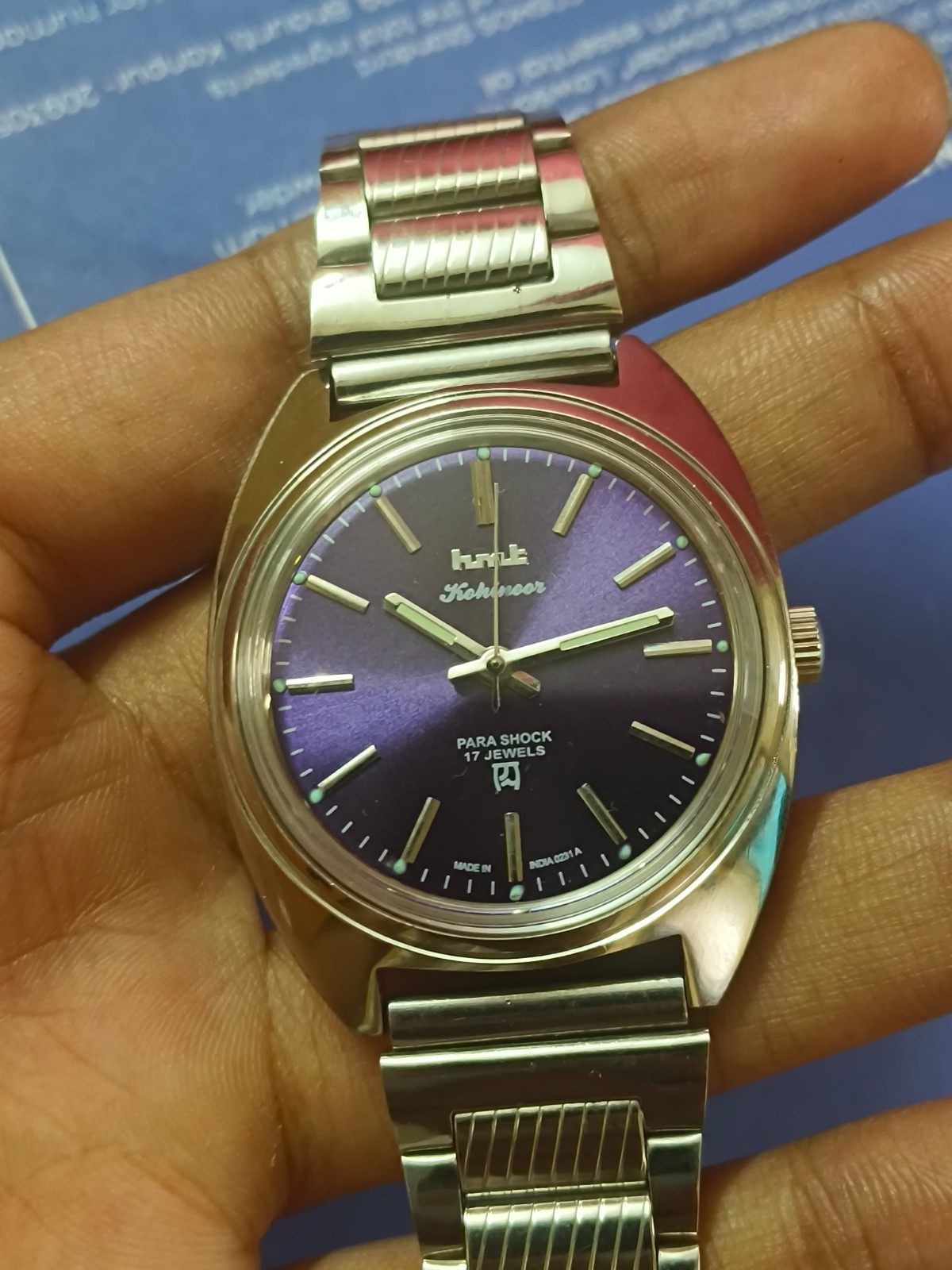 Vintage HMT Kohinoor Purple 17 Jewels Mechanical Hand Winding Men’s Wrist Watch