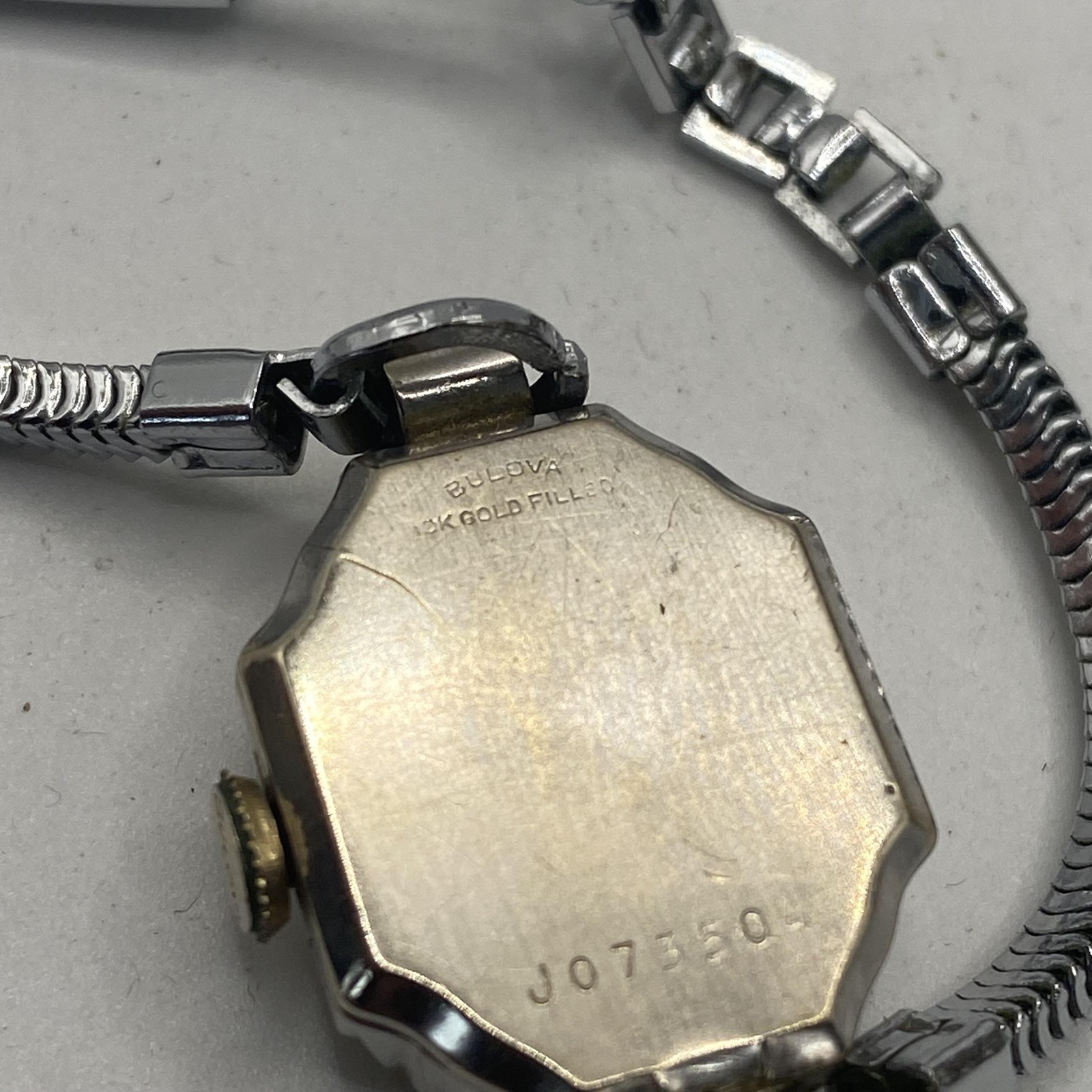 Vintage Bulova Womens Silver Bracelet Watch Champagne Dial Mechanical J073504