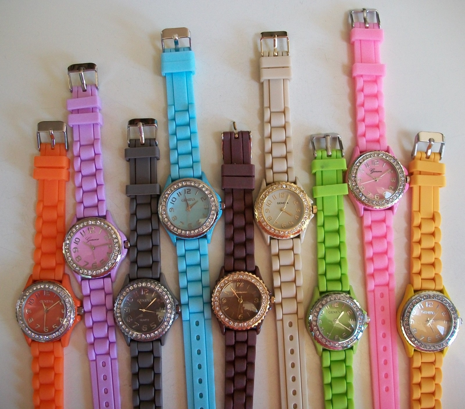 Fashion Candy Colors Jelly Silicone Rhinestone Girl’s Women’s Casual Wrist Watch