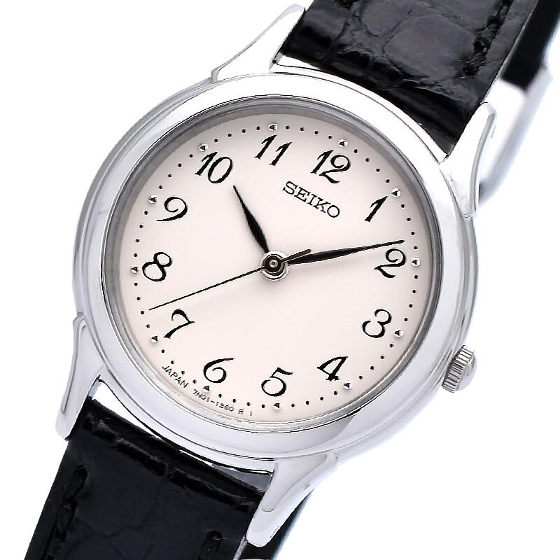 SEIKO SELECTION STTC005 SPIRIT Analog Quartz Watch Black Leather Band 23.9mm