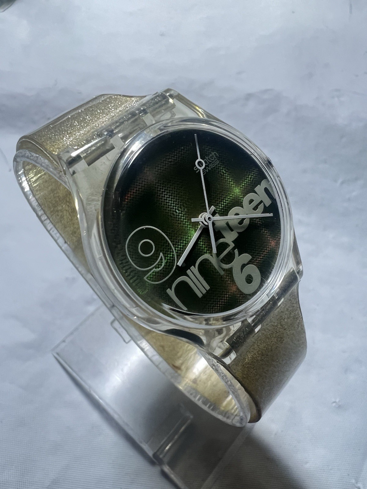 Swatch Gent (Glitter)GK216, unique Holographic Dial,AG1995,34mm Case, ladies Wat