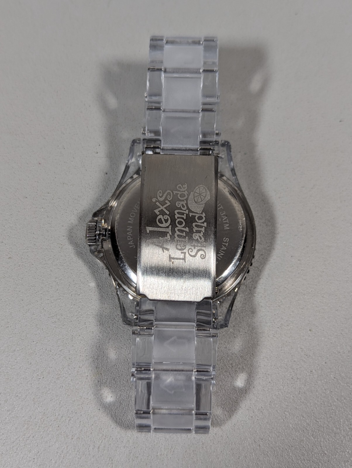 Colorful Crystal Accent Round Clear Case Clear Acrylic Link Band Watch