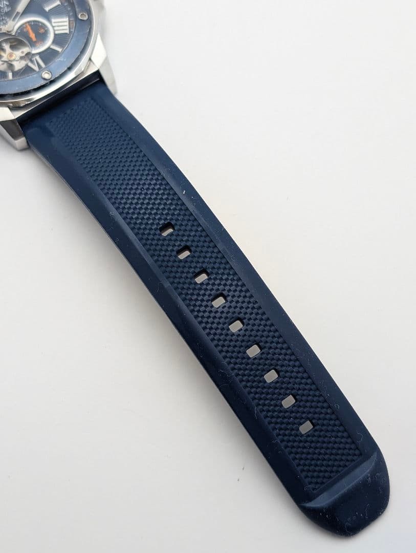 Bulova Marine Star Automatic Open Heart Blue Wristwatch Japan Working 075582