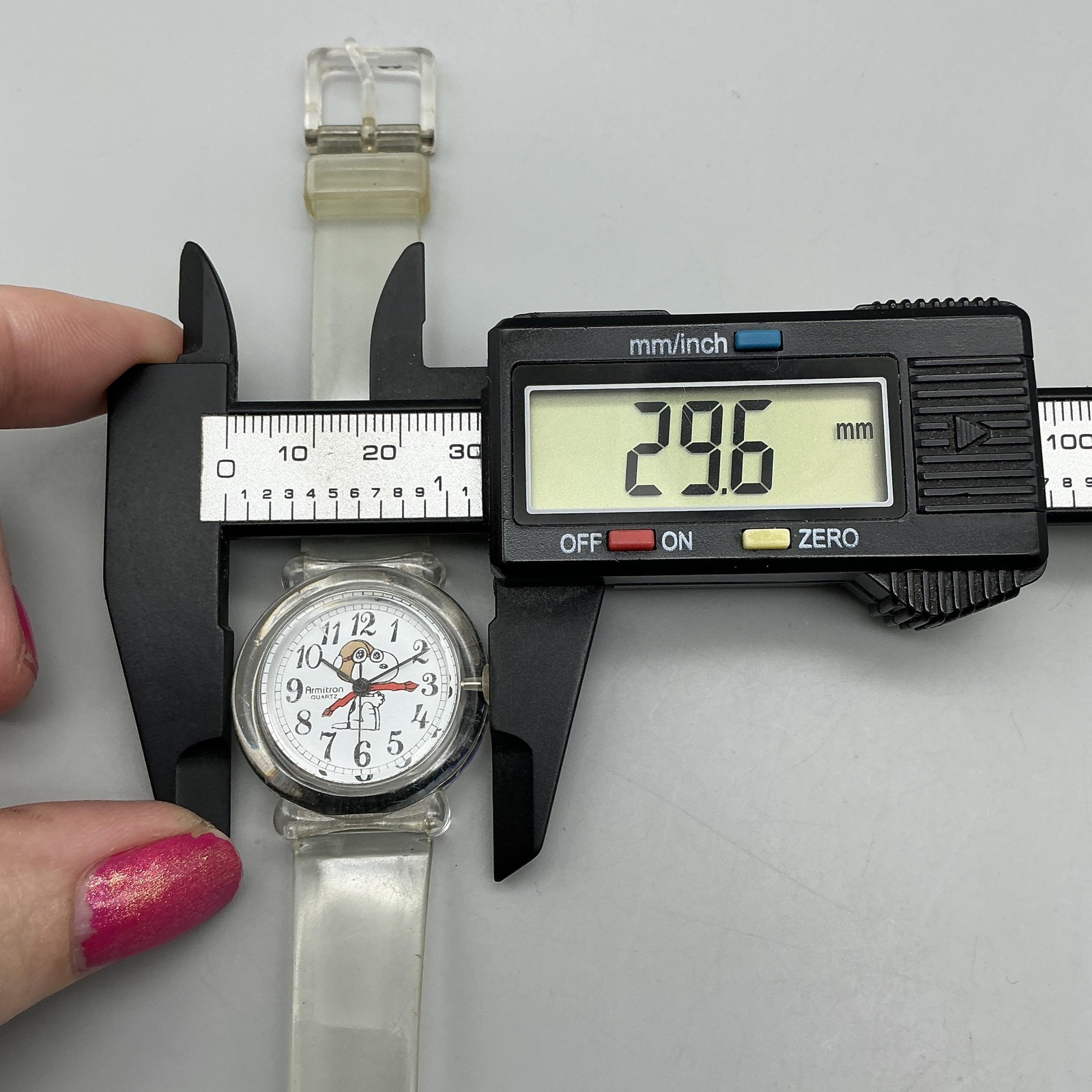 Vintage Armitron Red Baron Youth Watch 30mm Snoopy Peanuts Clear New Battery