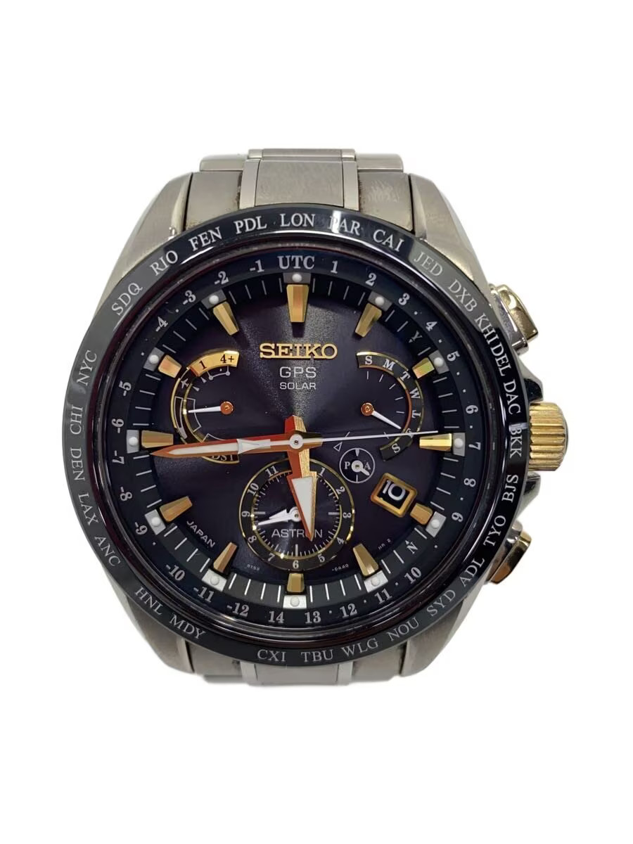 SEIKO Solar Watch Analog BLK SLV 8X53 0AB0 2
