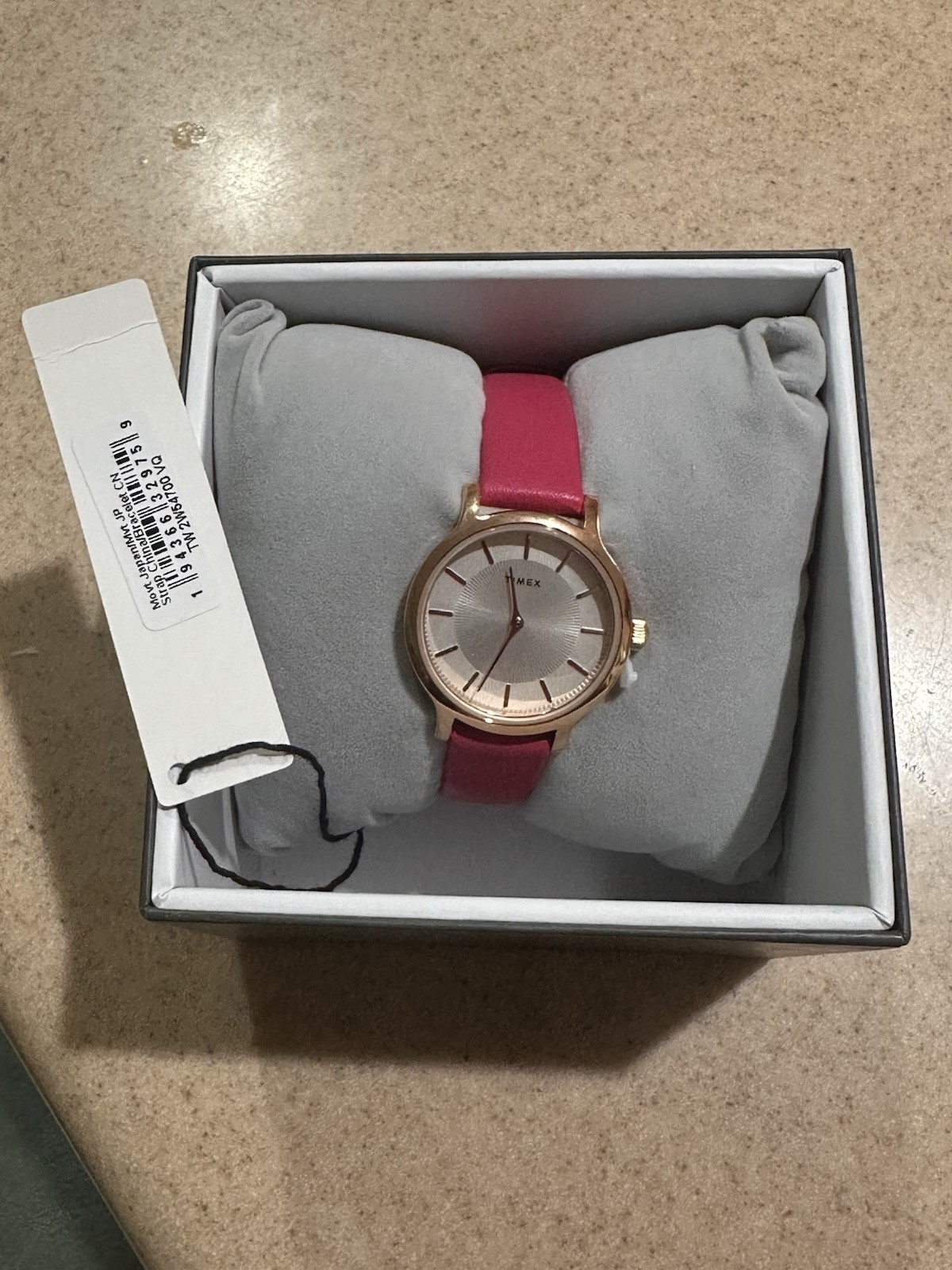 Timex Transcend Women Watch Hot Pink Leather Strap Rose Gold Dial