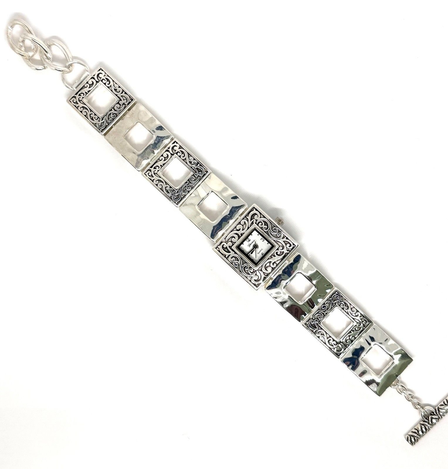 Silver Metal Ladies Watch Silver Face Bracelet Watch #1170