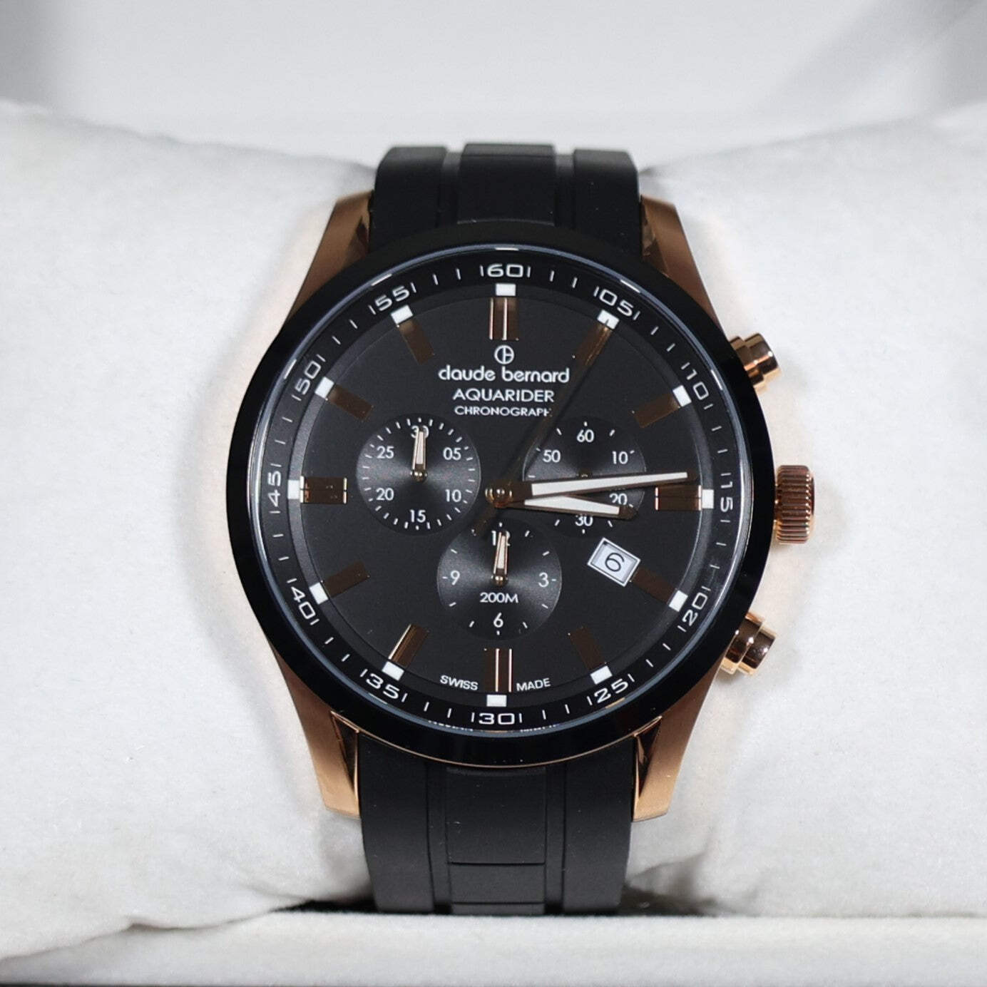 Claude Bernard Black Dial Rose Gold Tone Men’s Chronograph Watch 10222-37RNCA-NI