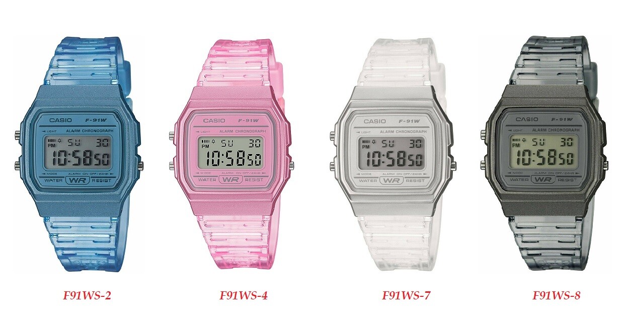 Casio F91WS-2, F91WS-4, F91WS-7 & F91WS-8 Unisex Classic Digital Watch