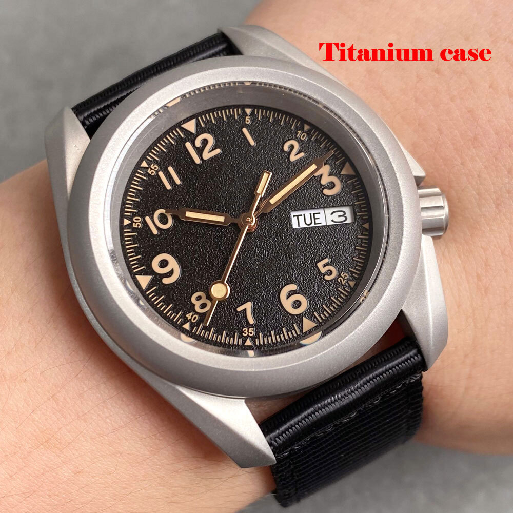 Tandorio Green Red Dial Titanium Case Lume 40mm NH35 Mechanical Dive Men Watch