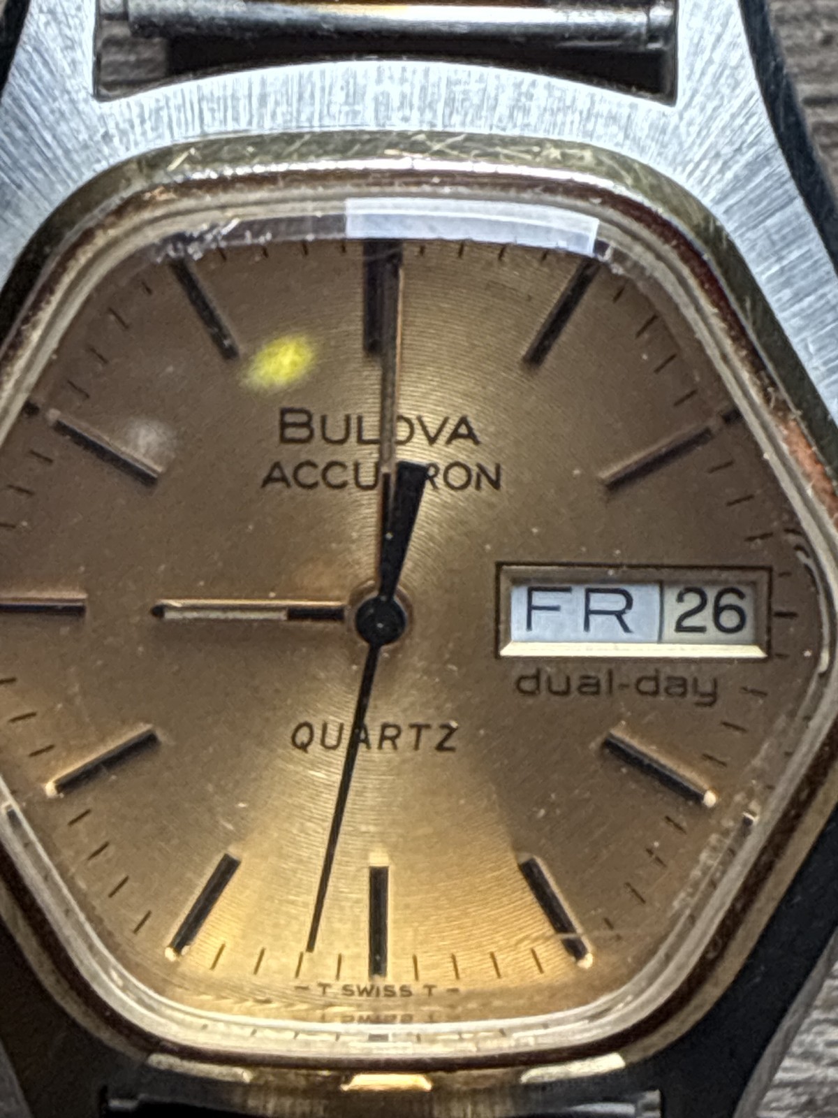 Vintage Bulova Accutron 1977 Hexagon shape Day/Date Men’s Watch Rare Excellent