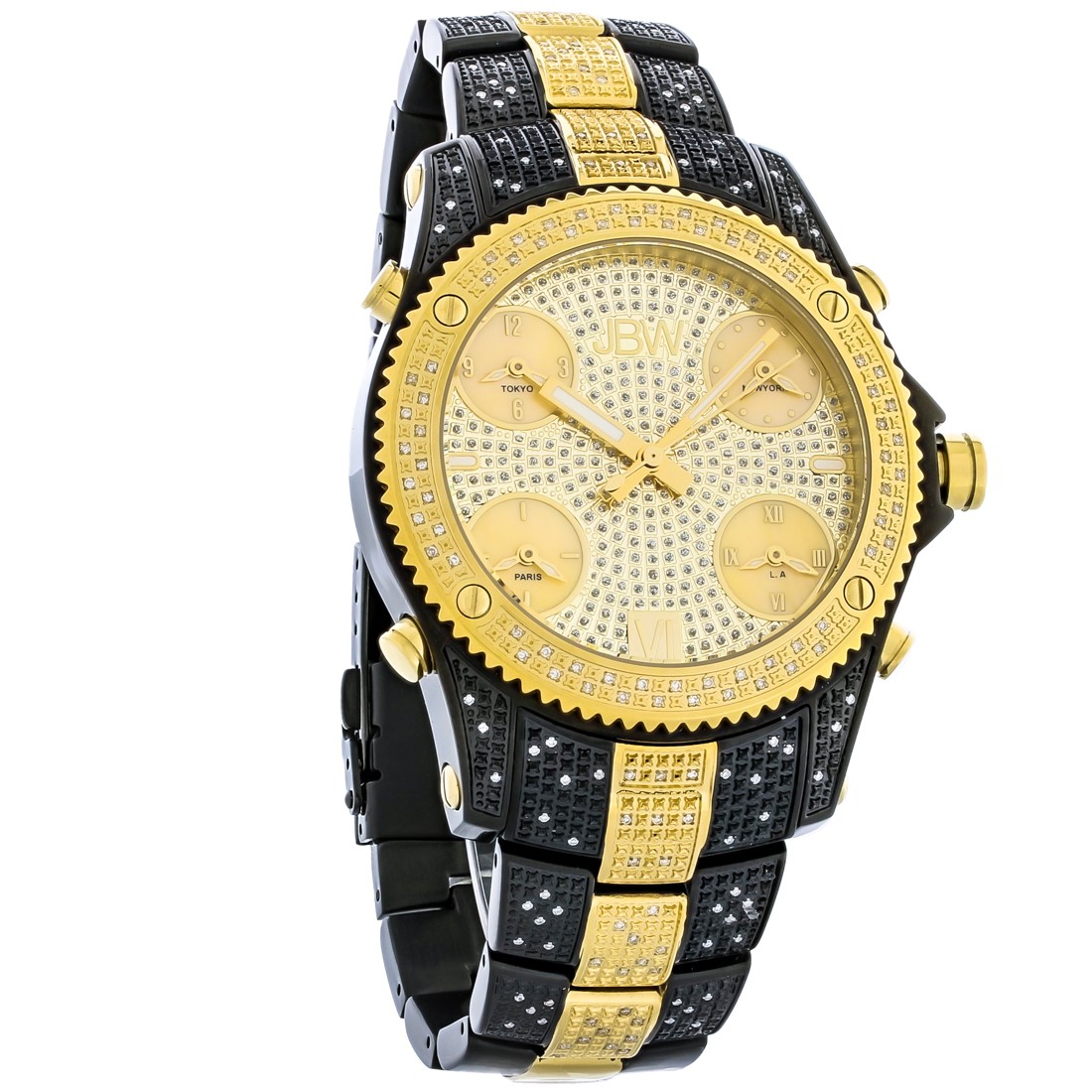 JBW Jet Setter 5 Time Zones Diamond Men’s Quartz Watch JB-6213-D