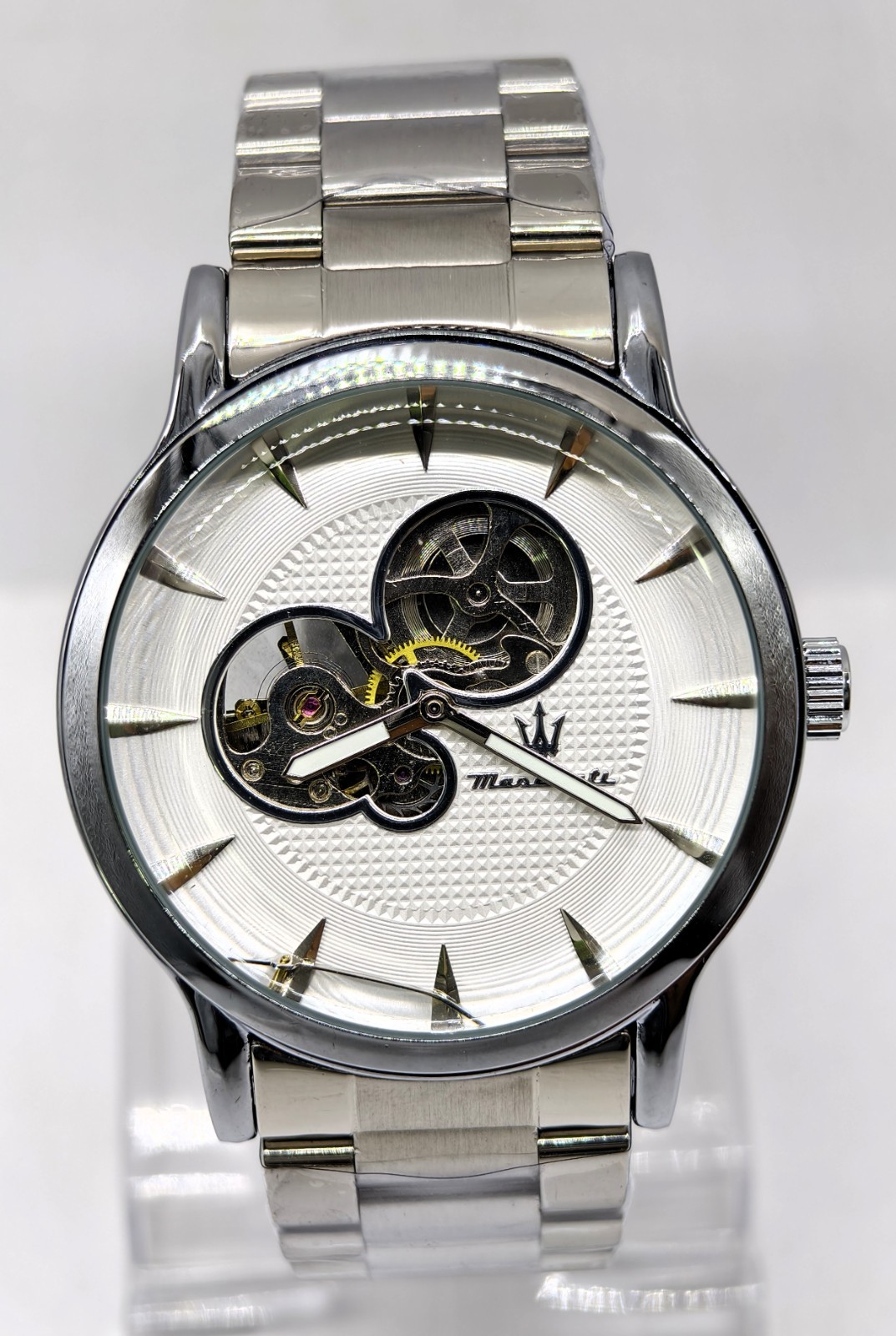 Fabulous Maserati Automatic White Dial Silver Band Analog Men’s Wrist Watch