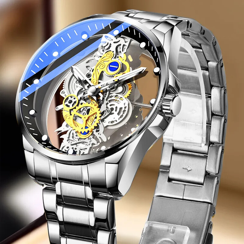 Men Watch Skeleton Automatic quartz Watch Gold Skeleton Vintage Man Watch New