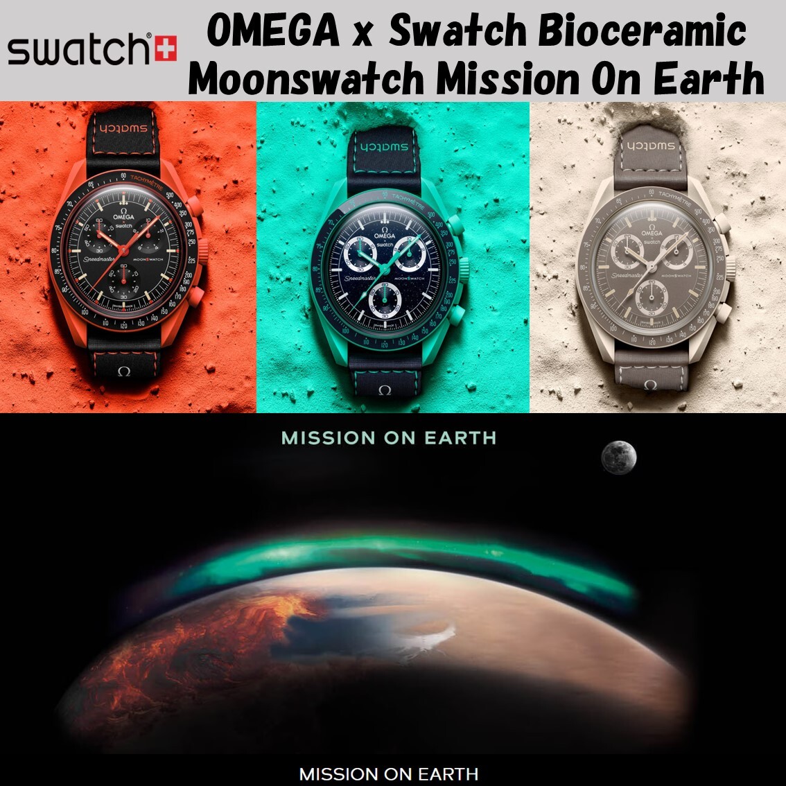 OMEGA x Swatch Bioceramic Moonswatch Mission On Earth 3colors watch