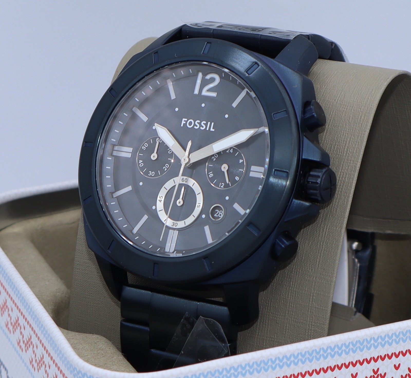 Fossil Privateer Sport IP Navy Blue Chronograph BQM7124 Mens Watch