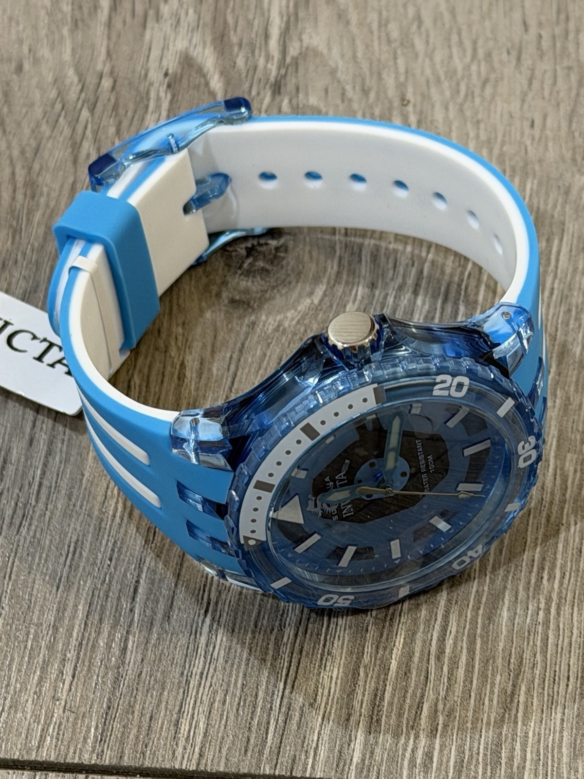 Invicta Subaqua Men’s Watch Blue White Silicone Strap 100 M Submersible 69449
