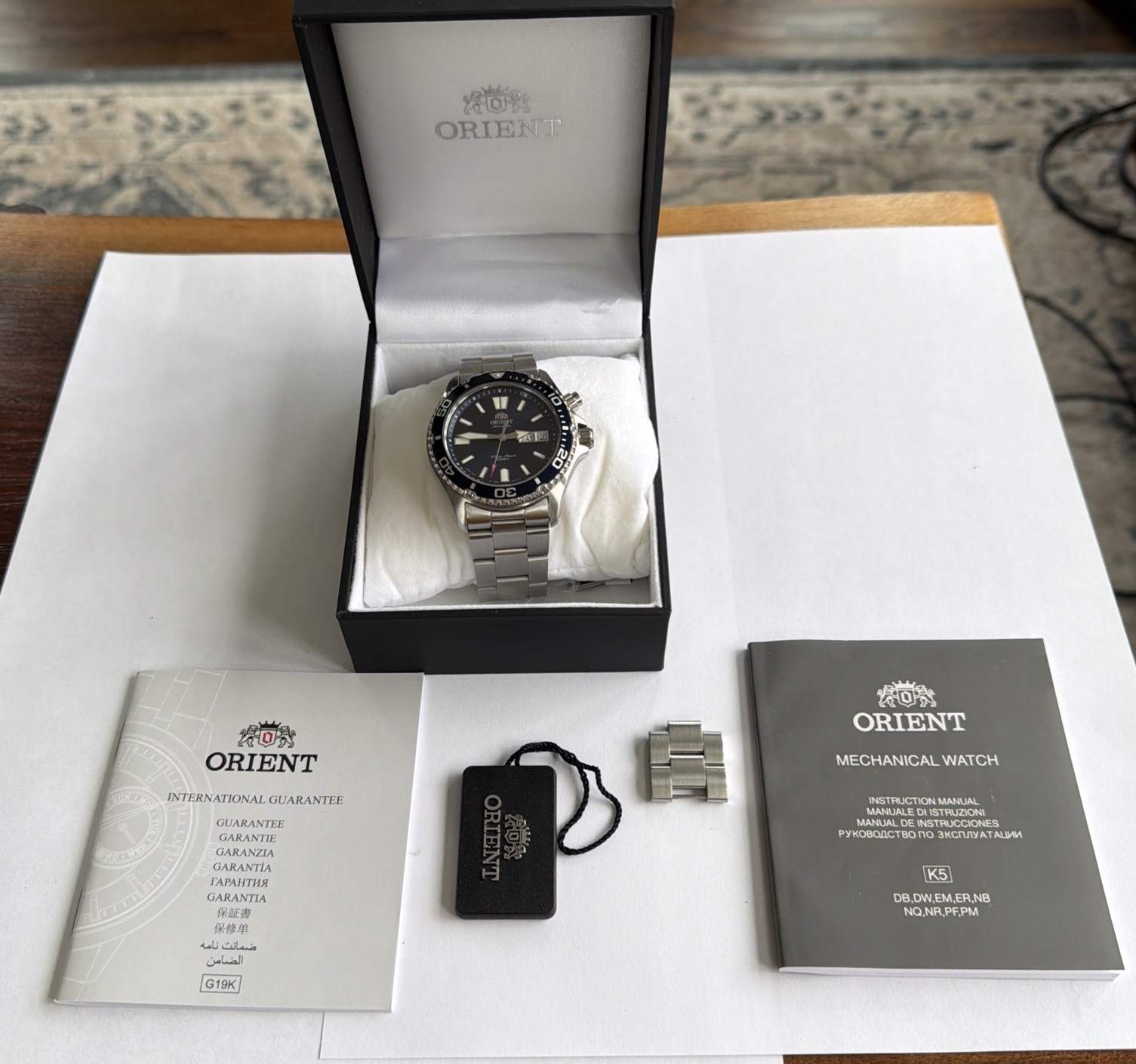 Orient Mako 1st USA Model Blue Dial Day Date Watch FEN6500HD9 Original Box
