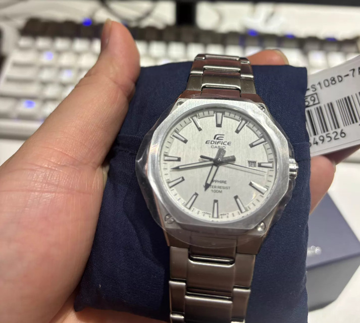 Mens Casio Edifice EFR-S108D-7AVUEF Stainless Steel Sports Watch Silver Dial
