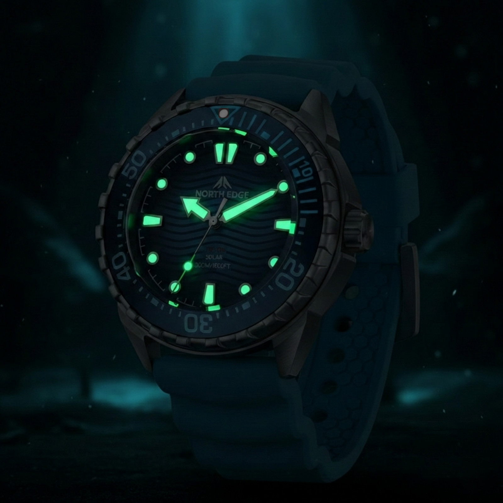North Edge TRITON Solar Dive Watch Phantom Black 45.8mm 300m Waterproof – New UK