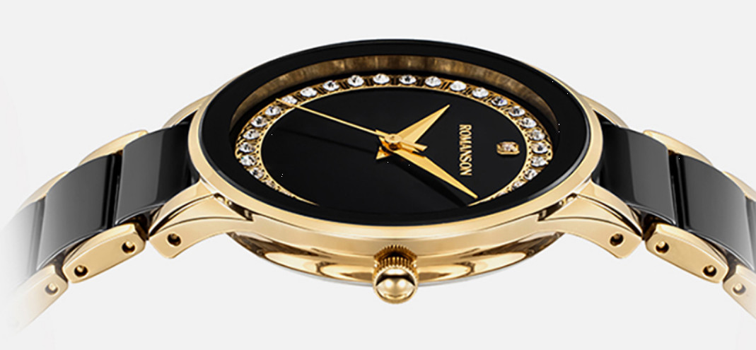 ROMANSON Lumiere Ceramic DIA Setting Gold RWTMKL3BS700CSBK2 watch