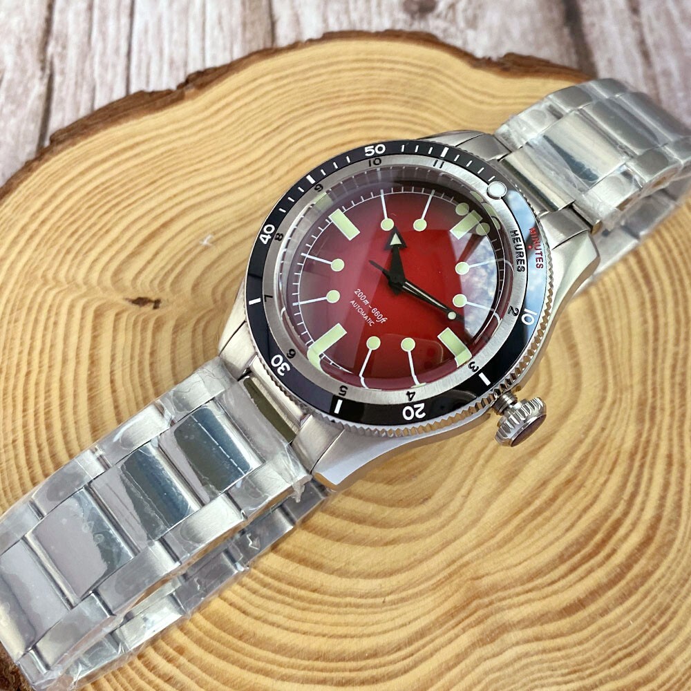 40mm Tandorio Wine red Dial NH35 Automatic Mens Watch Sapphire glass Ceramic