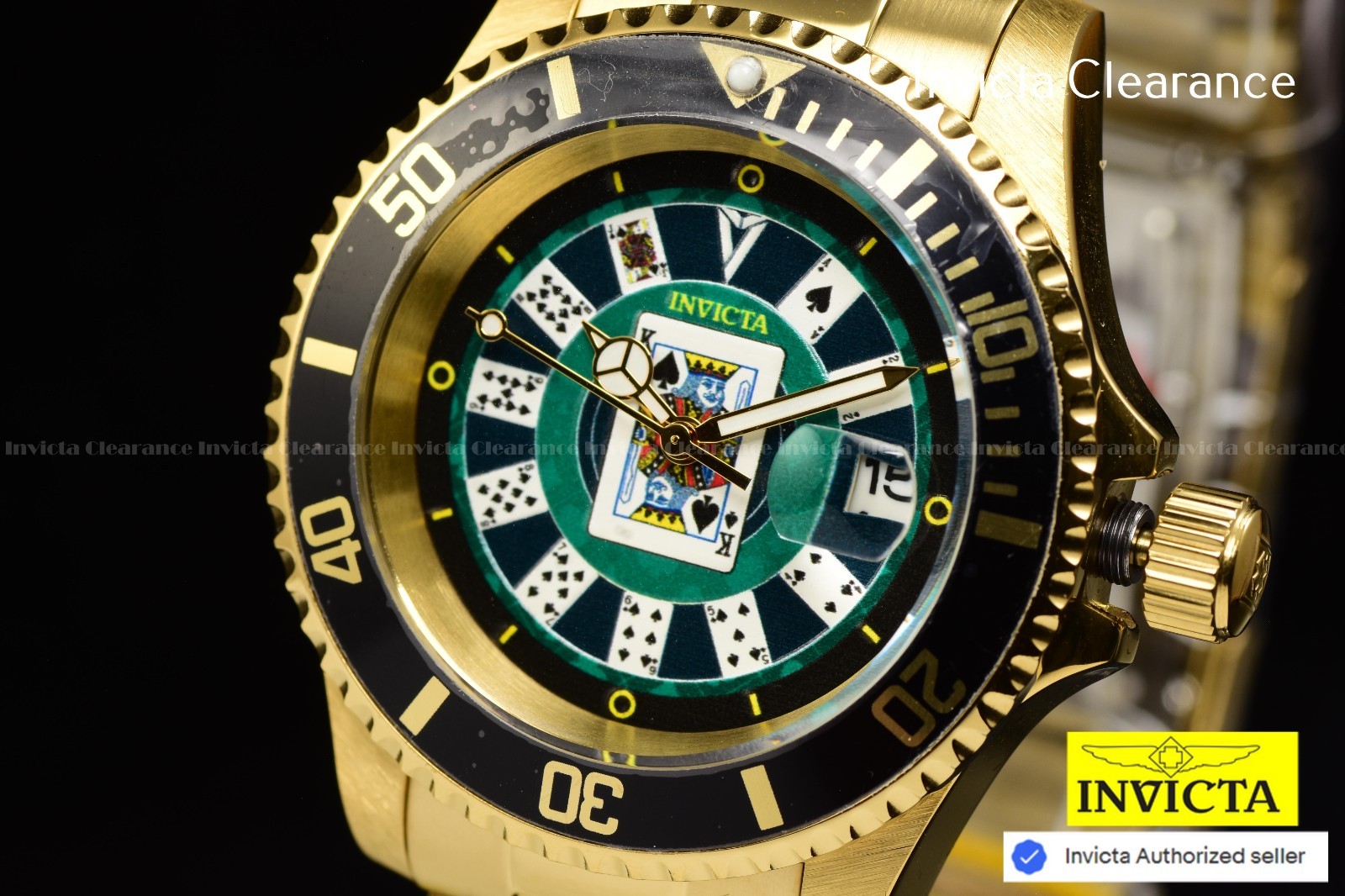 Invicta Men’s Specialty 43mm Black Dial Gold Tone Stainless Steel Bracelet Watch