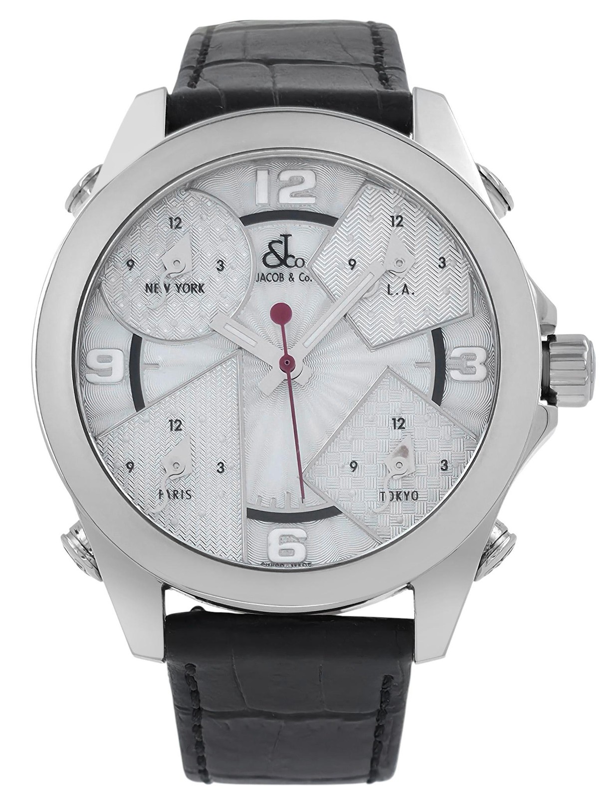 Jacob & Co Five Time Zone JCM-14DA Silver Dial Steel 40MM Unisex Quartz Watch