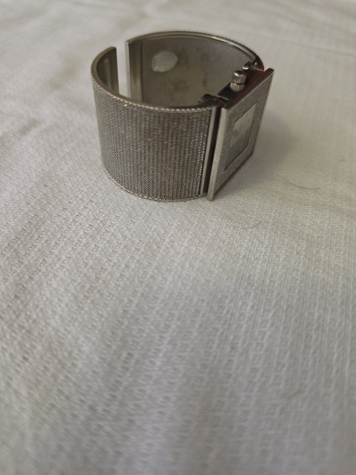 SOPHIE PAVE CRYSTAL BANGLE CUFF WATCH – QUARTZ – RUNS GREAT – BBA-19