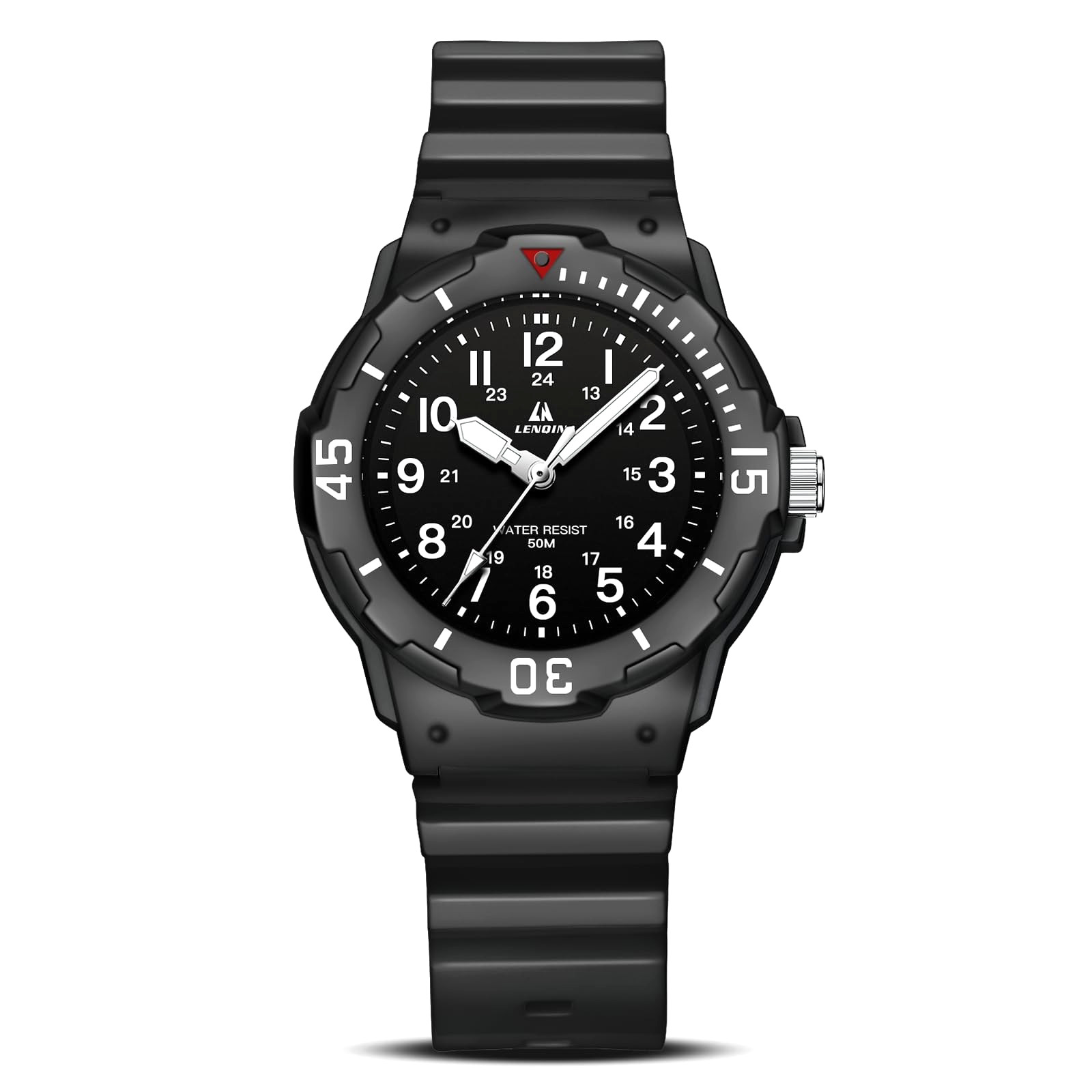 Kids Teen Analog Sports Quartz Watch Easy Read Black Silicone Strap Waterproof