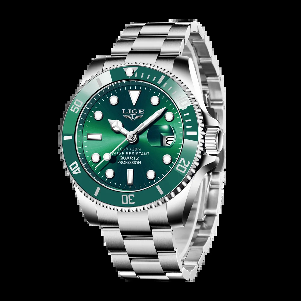 Men Luxury Diver Watch 30ATM Waterproof Quartz Date Sport Wristwatch