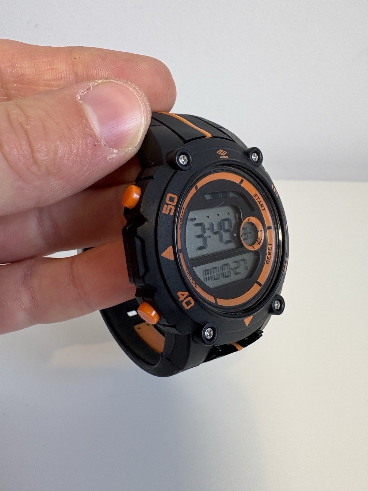 Umbro U924B Digital Sports Watch Black/Orange Stopwatch Alarm Date Strap Damaged