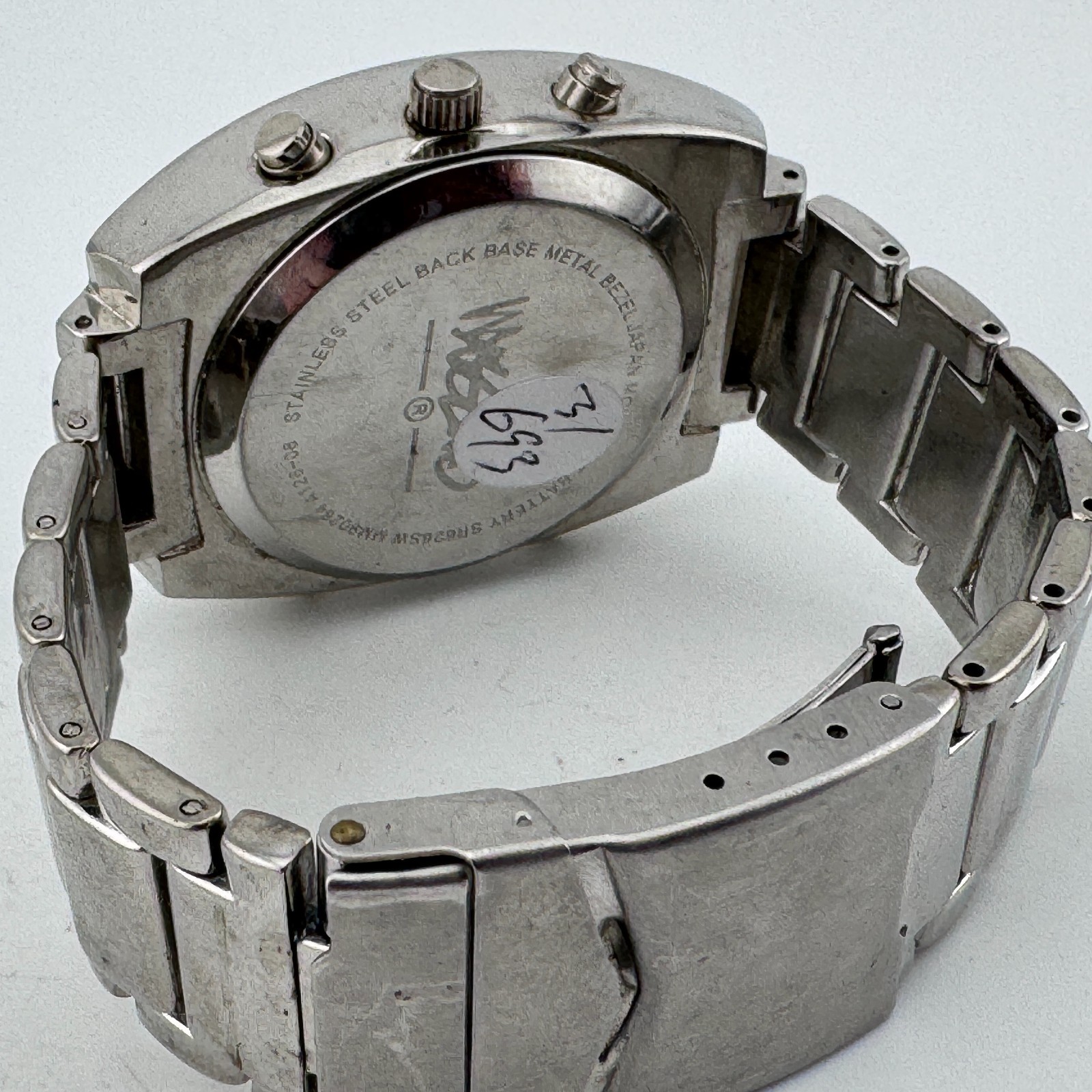Mossimo Japan Analog Digital Watch Men Silver Barrel Alarm Chrono New Batter 7″