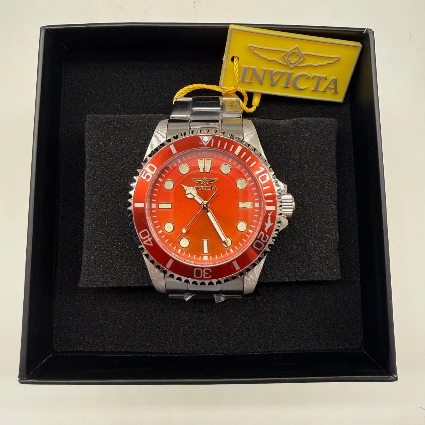 INVICTA Pro Diver Mens Red Silver 43MM Quartz Steel Watch 50506 NIB