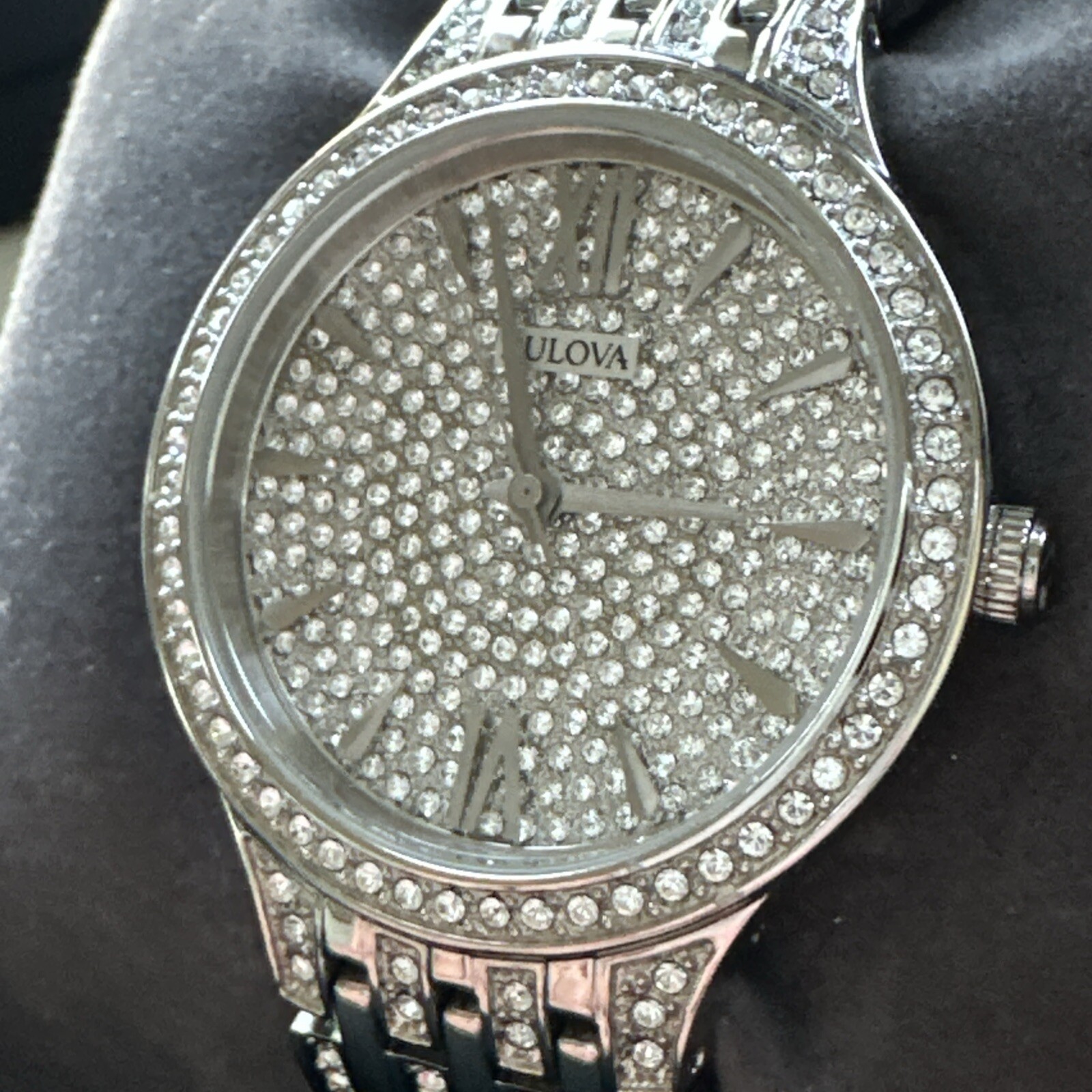 Bulova Women’s Crystal Quartz Gemmed Silver Stainless Steel Watch 32 MM 96L243