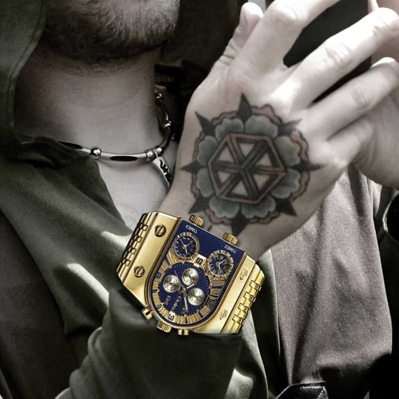 Cool Fashion Men Quartz Watch Powered 36V Battery Roman Numeral Indicators Gift