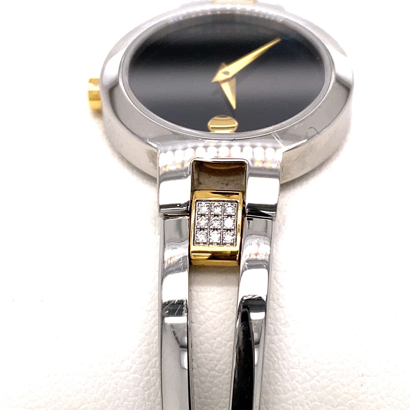 NEW MOVADO AMOROSA 18 DIAMOND TWO TONE BLACK DIAL BANGLE LATEST MODEL SRP $1395