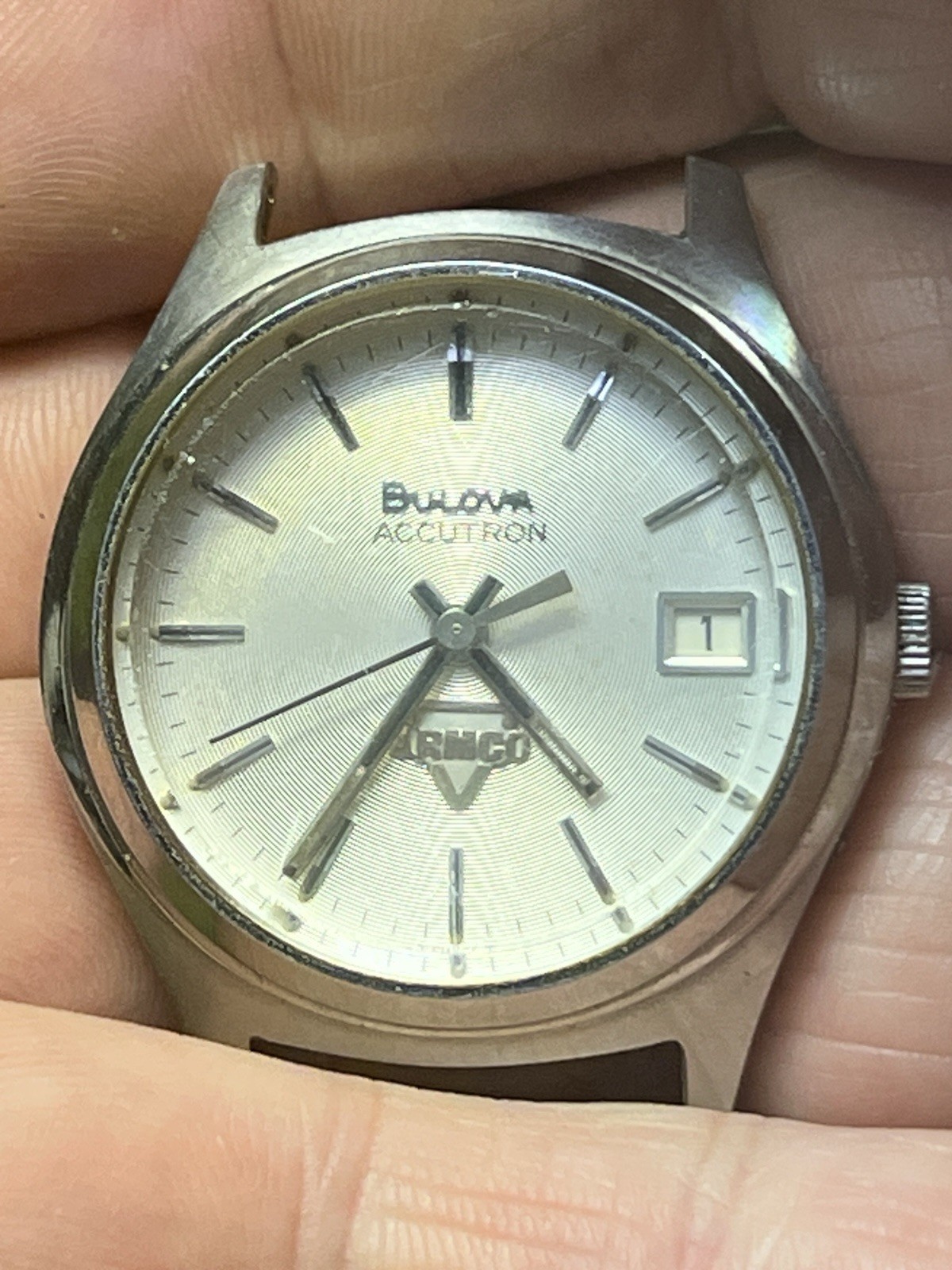Vintage Bulova Accutron N7 35mm Watch Quartz Head Only – WORKS! Lug Hole Issue.