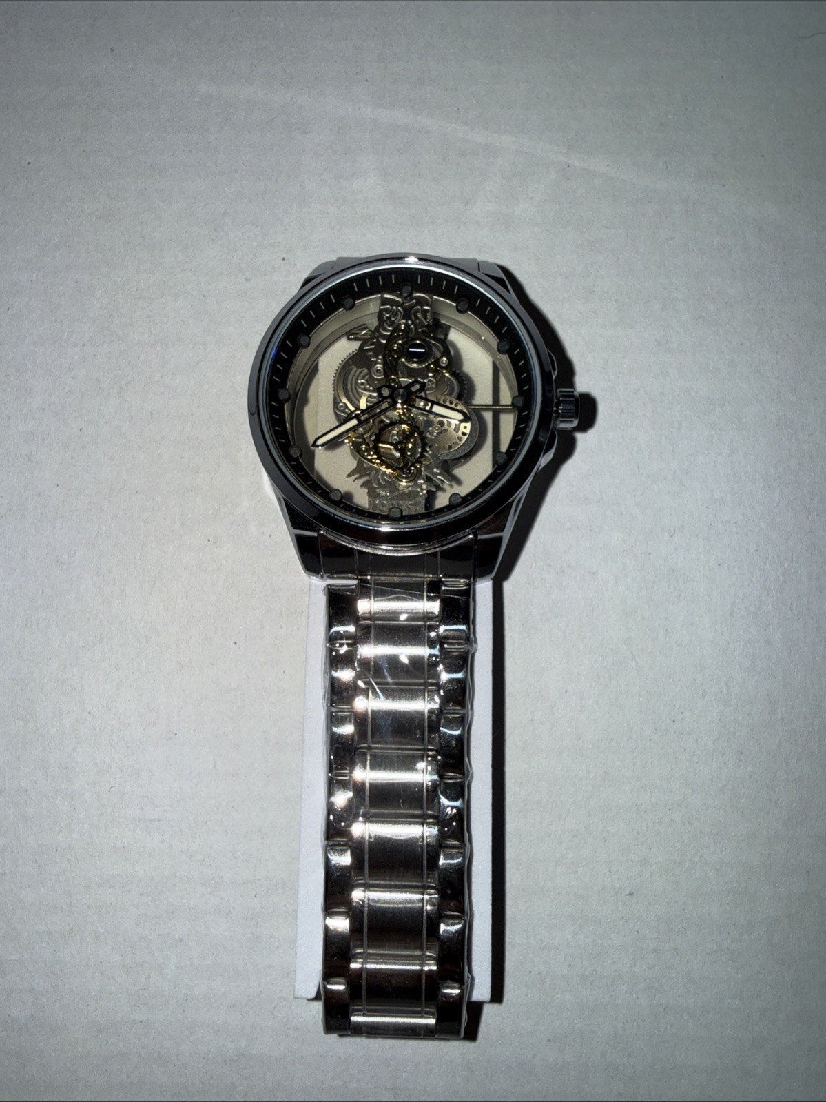 Premium Steel strip circular watch with Steel Strap, 42mm case. See Through